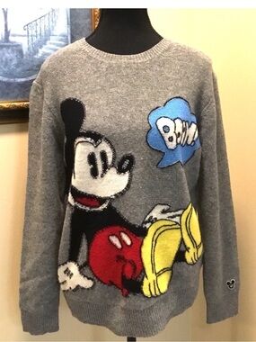 I.T Loves Mickey NWOT Vintage RARE Graphic Intarsia Streetwear Wool Knit Sweater